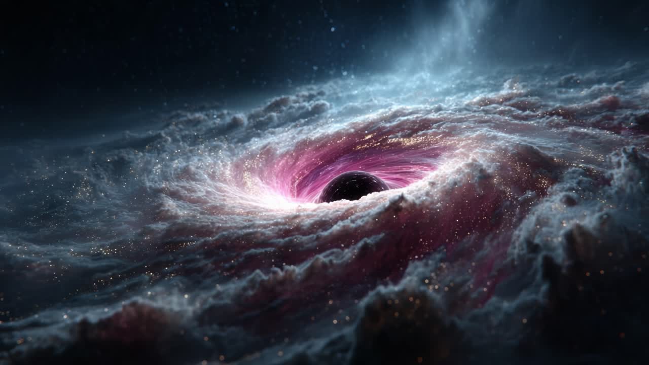 A Mesmerizing Cosmic Display: Exploring the Beauty and Mystery Surrounding a Black Hole Embedded in a Colorful Nebula of Stars and Gas