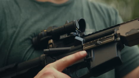 a person holding a rifle