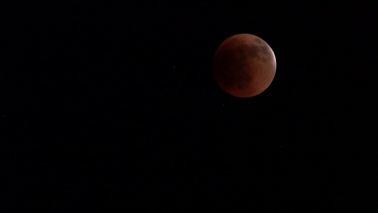 Total Lunar Eclipse or Blood Moon in Dark Night Sky