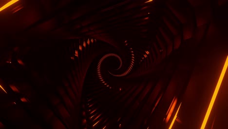 túnel futurista abstracto con luces brillantes de color naranja