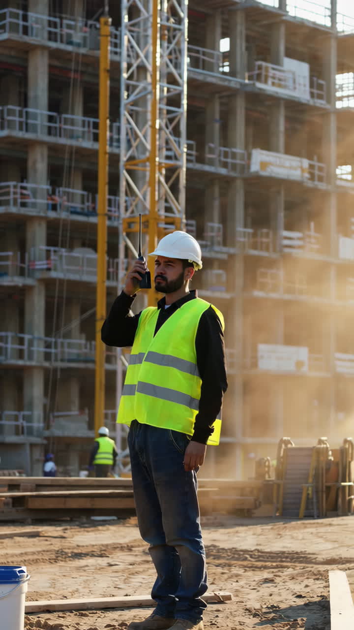 trabajador de la construcción en un sitio de construcción
