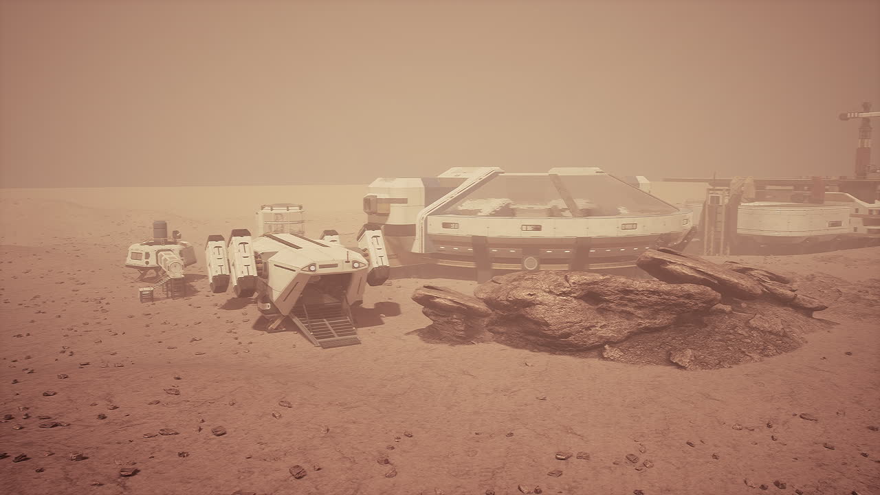 Futuristic Mars Colony in a Dust Storm