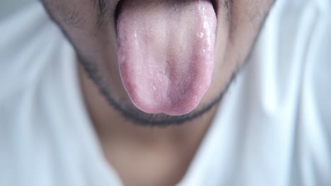 close-up of a person's tongue