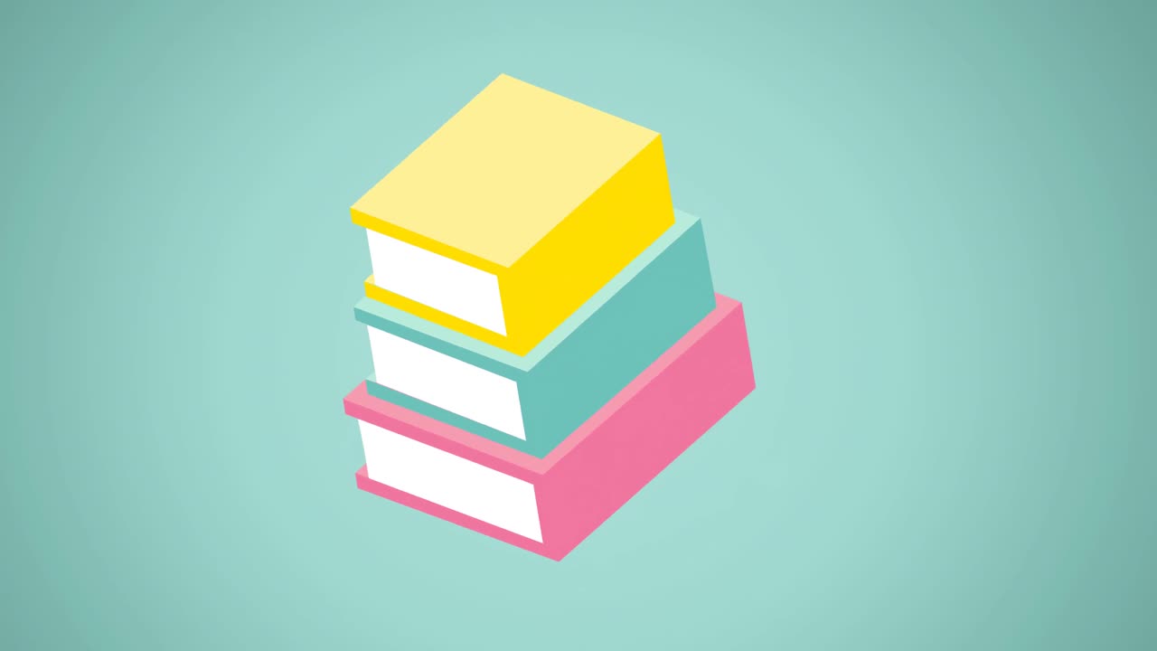 Animation of school items icons moving on green background