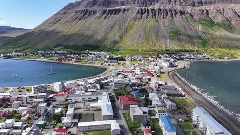 Aerial-View-of-Isafjordur,-iceland