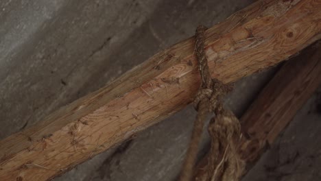 hemp rope hanging from the top of a barn moving fast