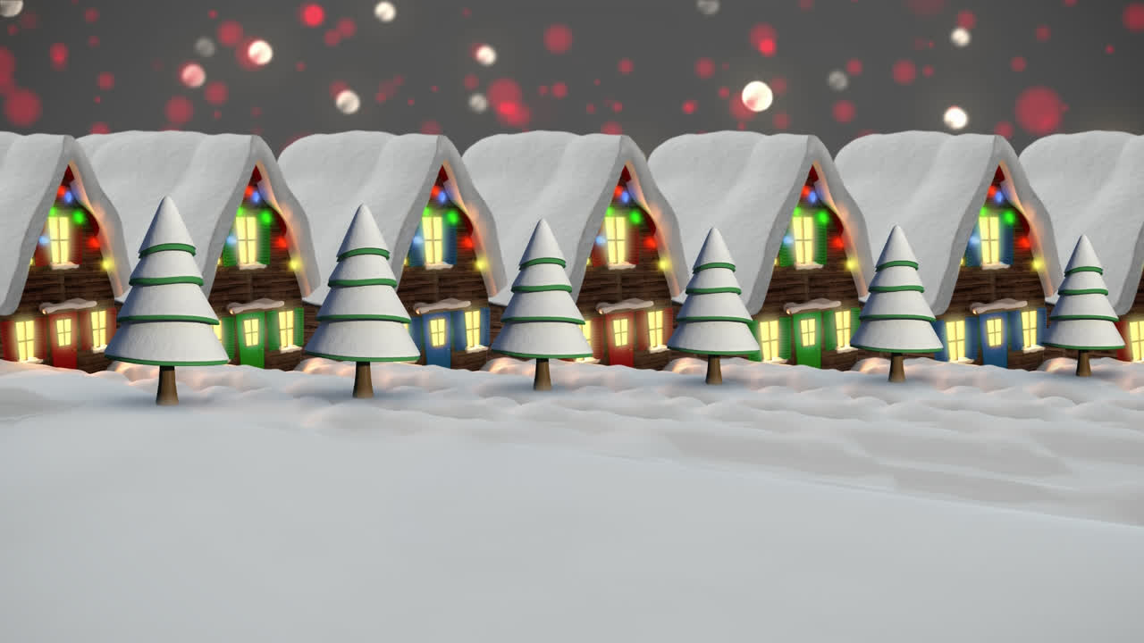 별이 떨어지는 다채로운 불빛이 요정의 불빛으로 집 위에 떨어지는 애니메이션