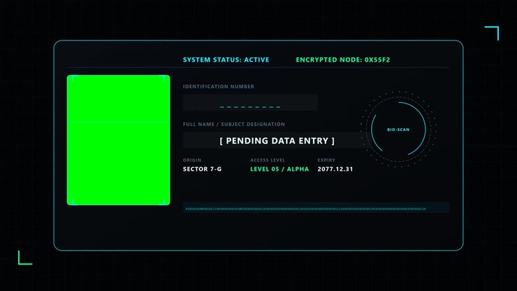 Futuristic Digital Interface with Green Placeholder Screen