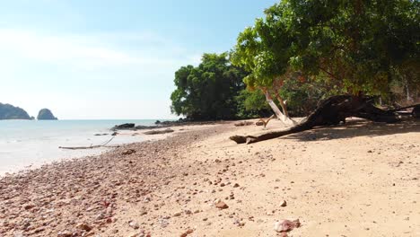 Empty-tropical-beach-in-Thailand,-Droneshot