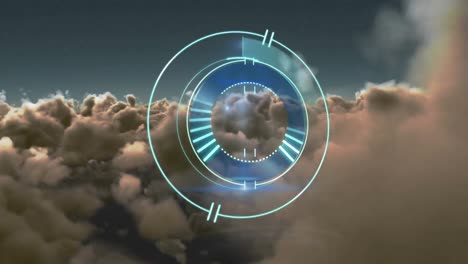 animation of safe lock rotating over cloudy sky