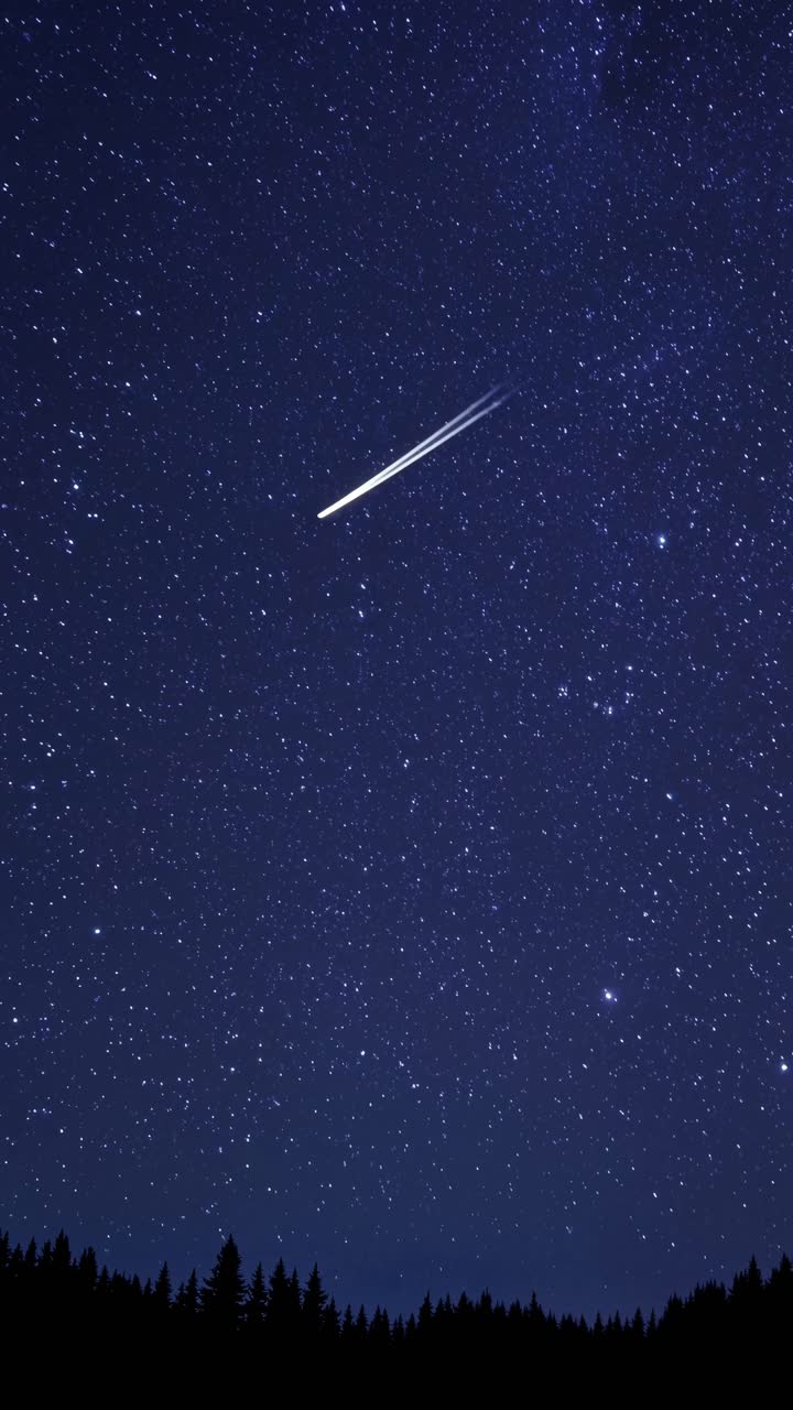 Un affascinante concetto video di un cielo notturno stellato, ripreso da un angolo basso, che mostra innumerevoli