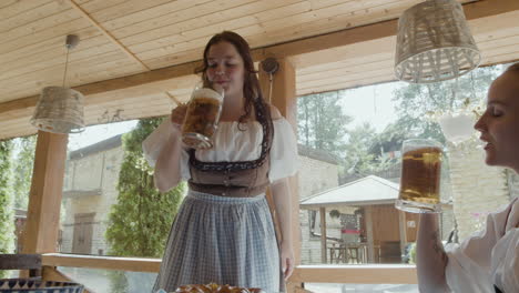 oktoberfest celebration with beer and traditional clothing