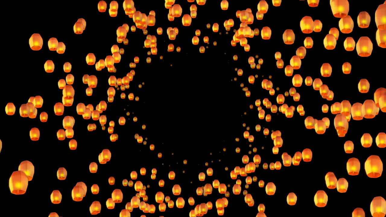 Sky Lanterns Flying in a Circle