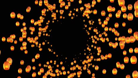 sky lanterns flying in a circle