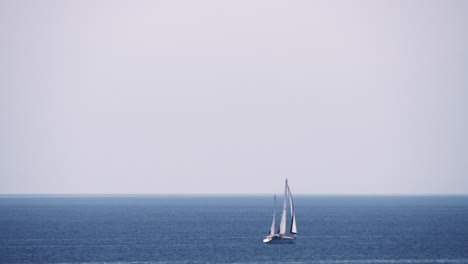 waterscape with sea sky and sailing yacht