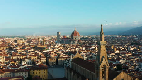 churches and cathedral of florence, aerial establishing shot