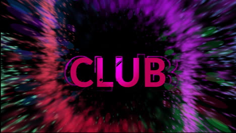 animation of pink club text and light trails on black background