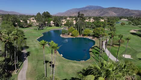 sun lakes country club golf course in banning california aerial dolly fly over