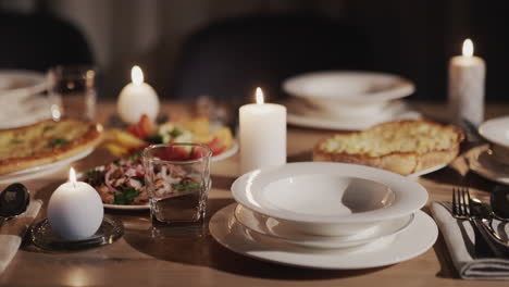 festively decorated and beautifully served thanksgiving table. slider shot