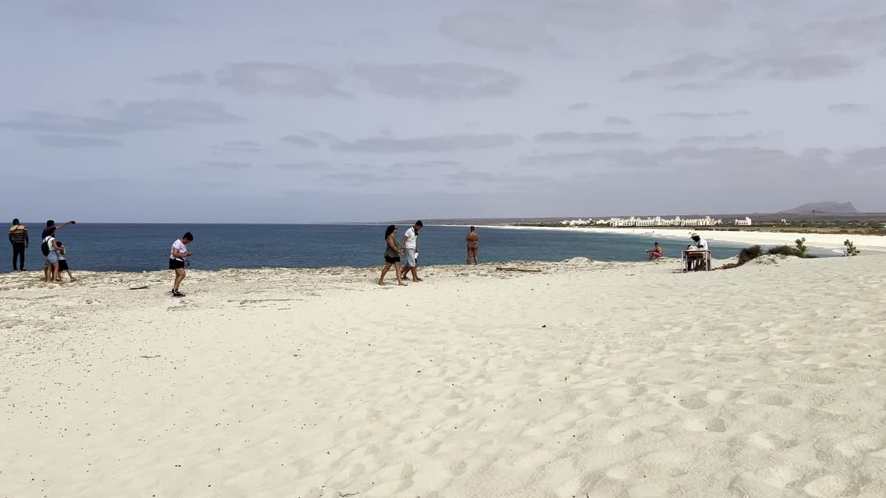 Family enjoying a sunny day at a beautiful beach