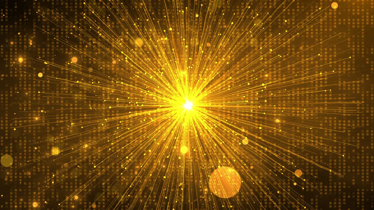美しい豪華な金色の光、輝く粒子、星空の球体、トンネルの軌跡、グリッター、アワード