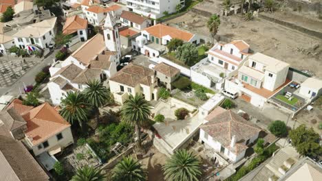 idyllic square in vila baleira with house of christopher columbus, aerial