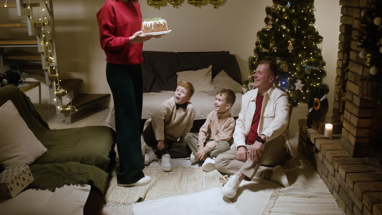 celebración de la víspera de año nuevo en la sala de estar.