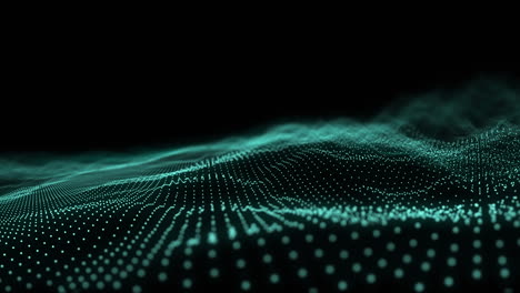 animation of glowing green mesh flowing ln black background