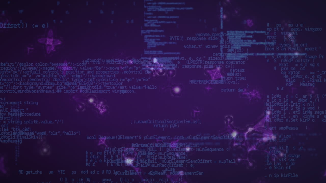 animación del procesamiento de datos y las moléculas en espacio azul