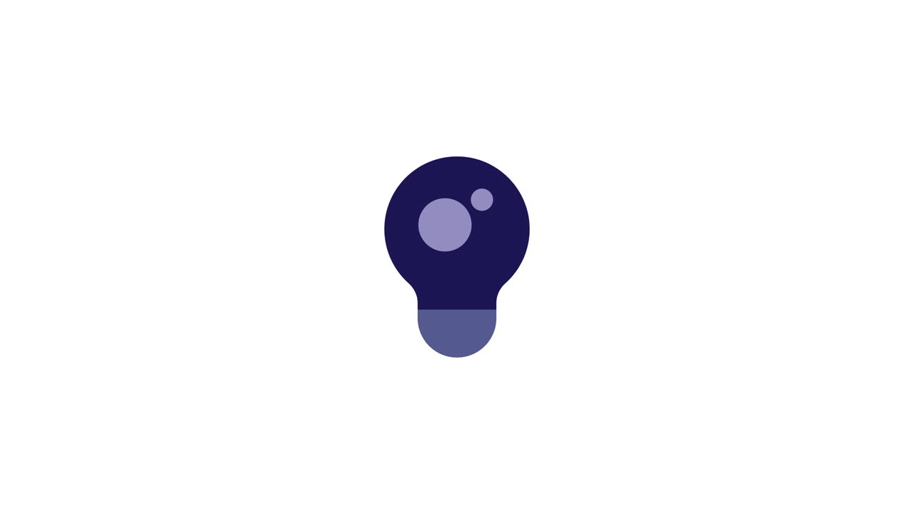 Animated Lightbulb Icon with Idea Bubbles on White Background
