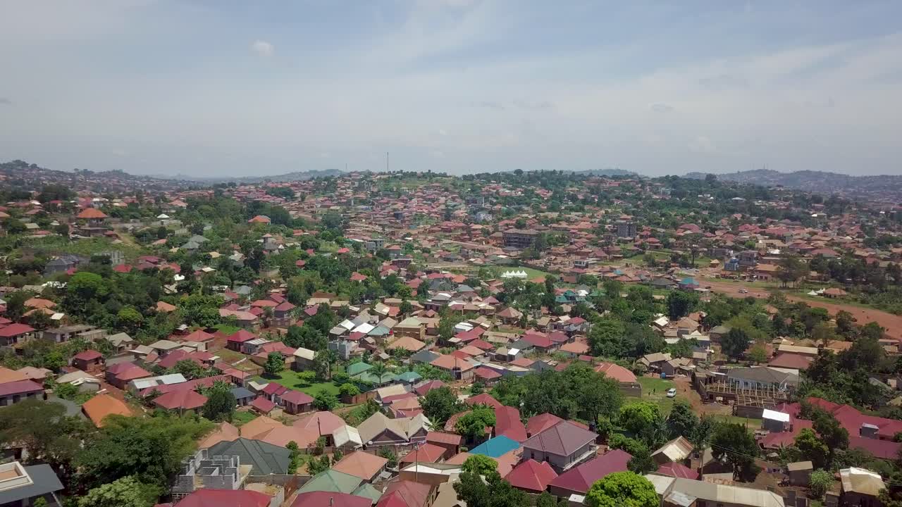 Fly Over Suburbans Of Kampala, Uganda, East Africa. Aerial Drone Shot
