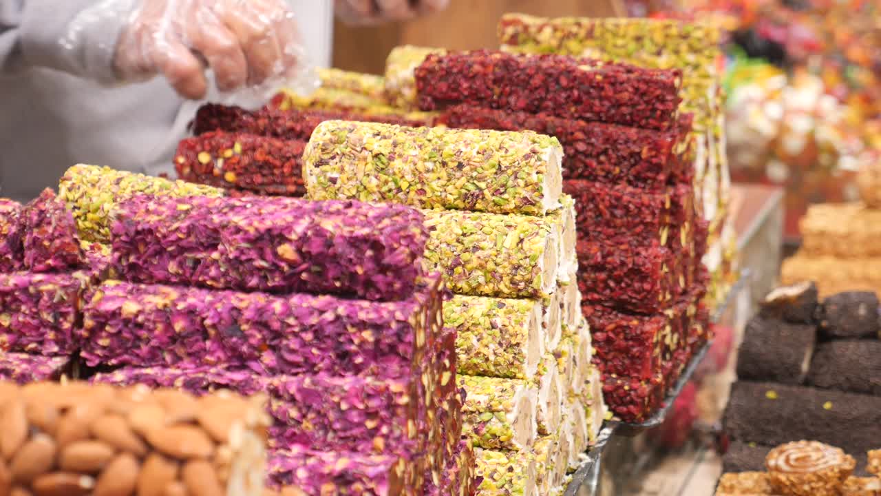Colorful Turkish Delights on Display at a Market