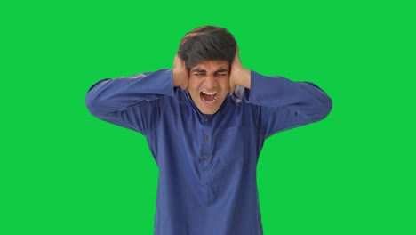 Depressed-Indian-man-shouting-and-screaming-Green-screen