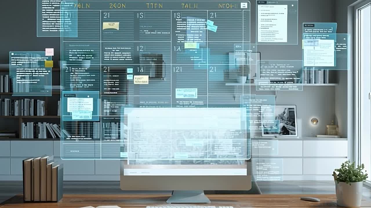 Modern workspace with digital calendar and task management tools