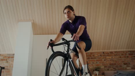 man indoor cycling workout