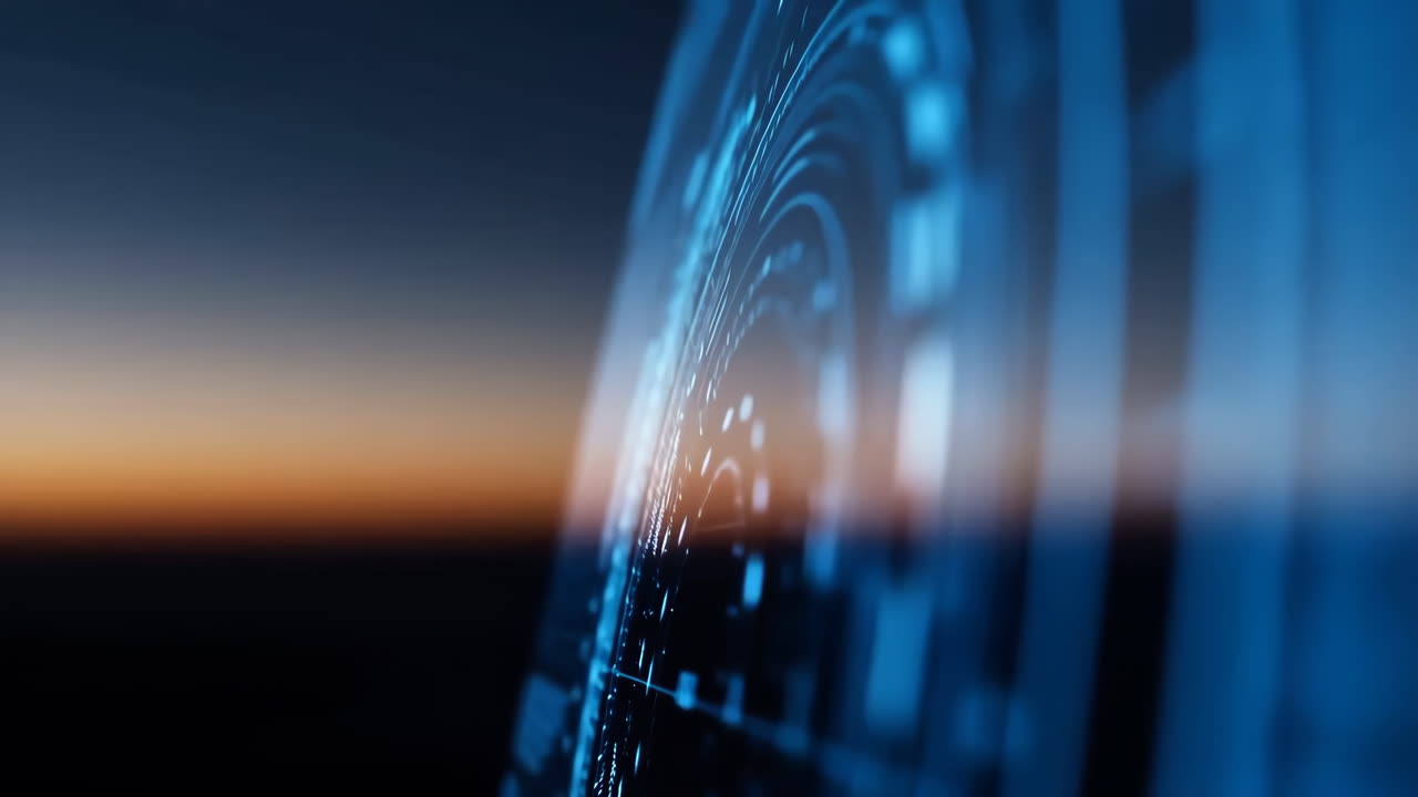 Abstract Digital Technology Background with Glowing Lines and Data