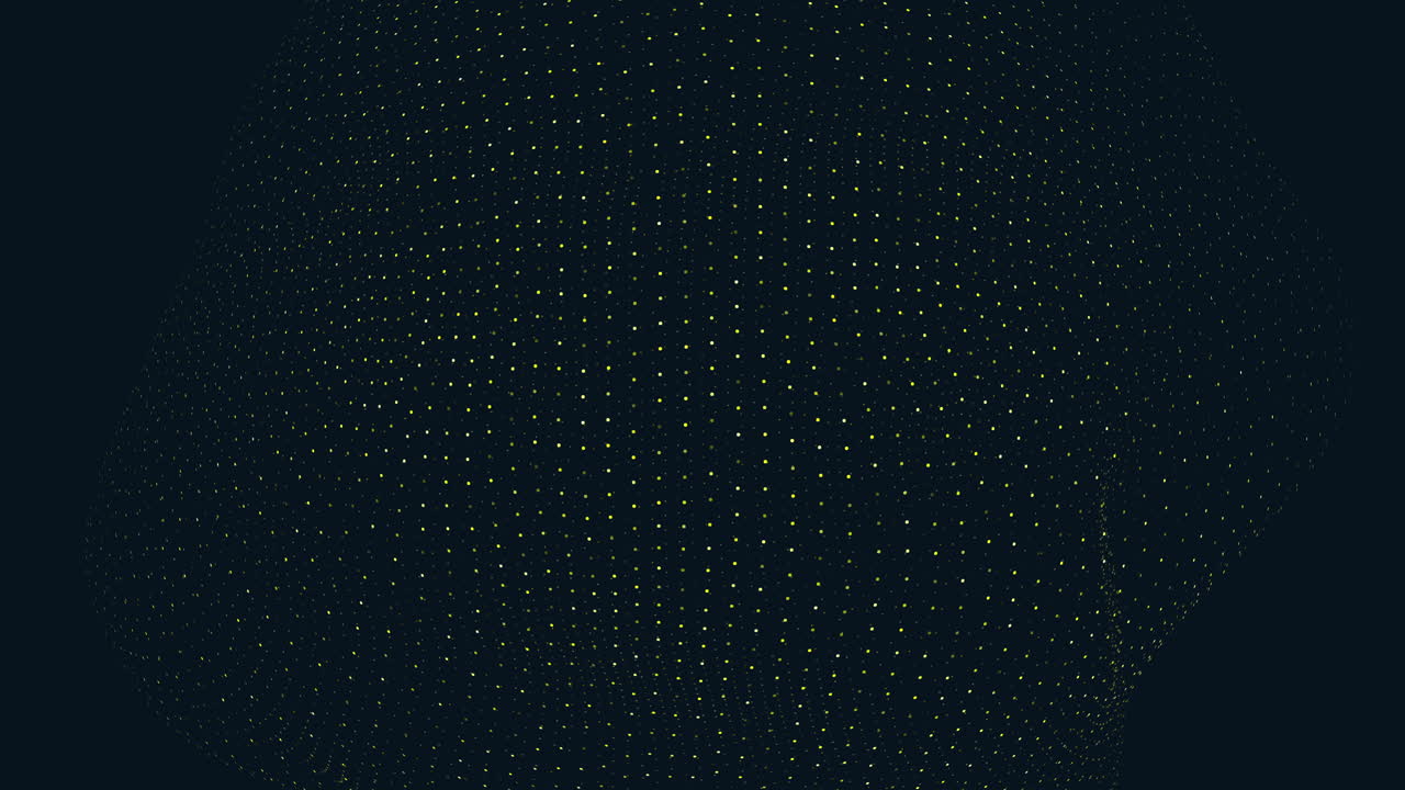 A 3D sphere with intricate, interconnected dots on a black surface, featuring rainbow hues