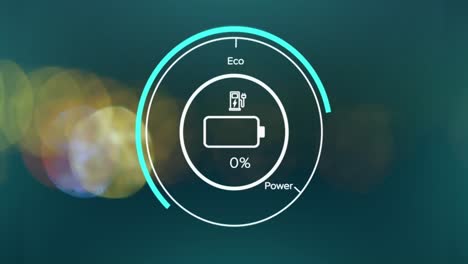 animación del velocímetro de interfaz digital del automóvil con procesamiento de datos sobre las luces