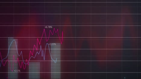 animación del procesamiento de datos y diagramas sobre fondo negro