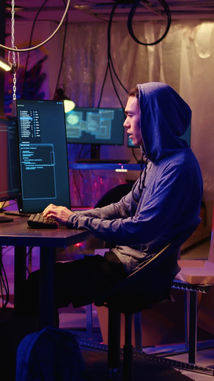 Vertical video Hackers developing zero day exploit