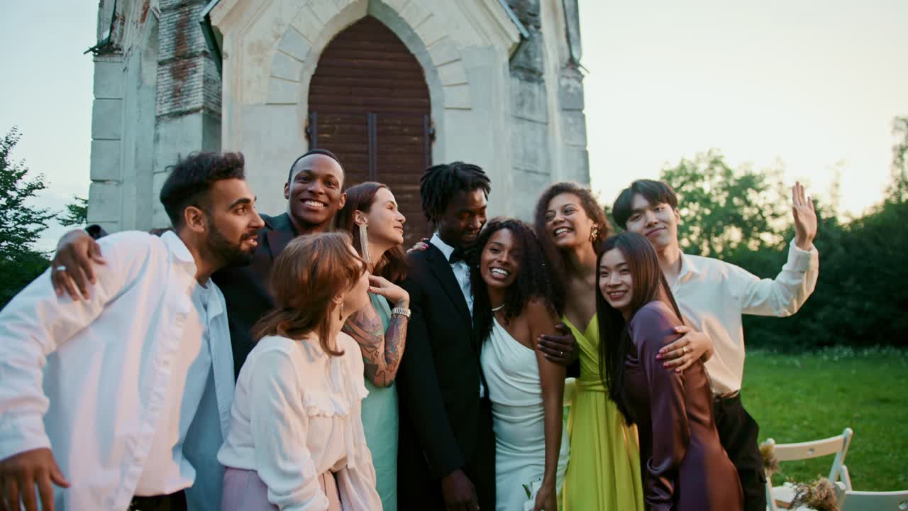 Wedding Celebration with Diverse Group of Friends