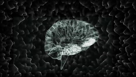 animation of digital brain over shapes on black background