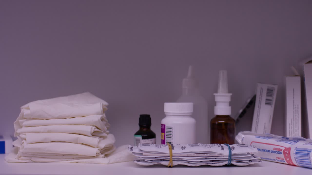 suministros médicos en el estante