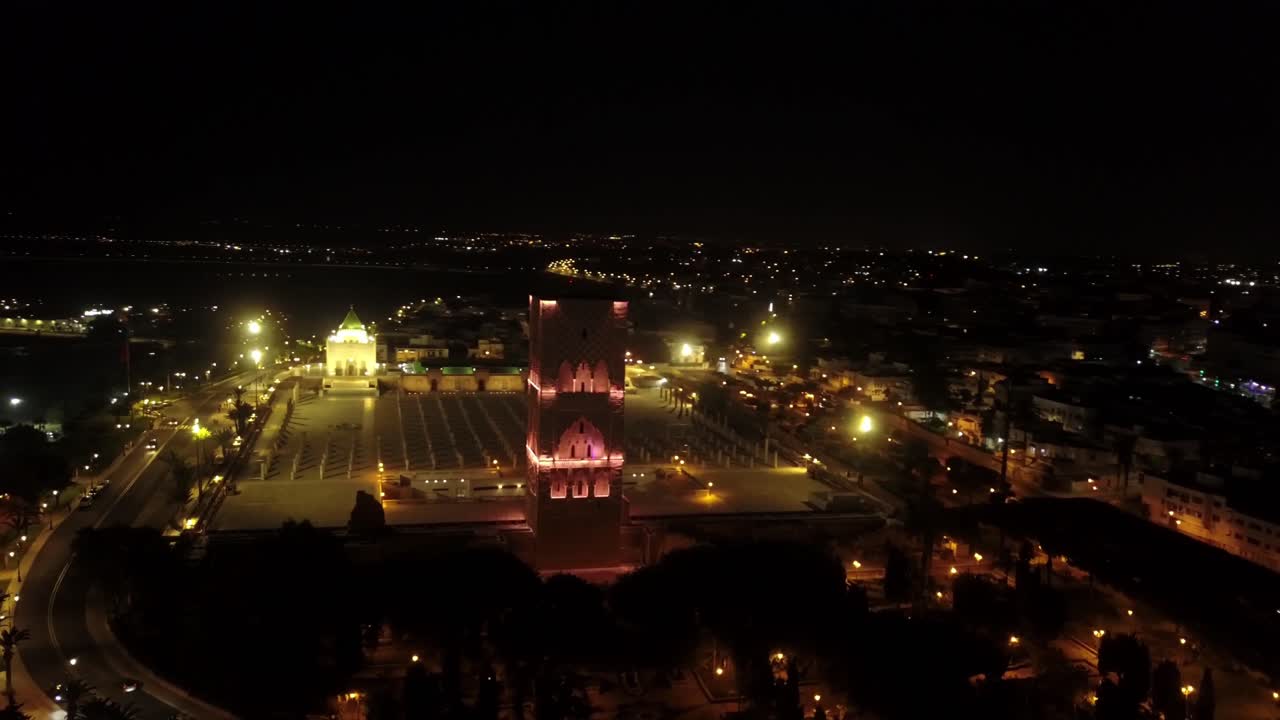 Rabat's Hassan Tower is a historic minaret, while the Mausoleum of V is a royal burial site. Both landmarks are located in the capital of Morocco, symbolizing its rich history and culture.