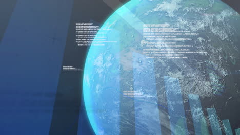 animation of data processing over diagram and globe