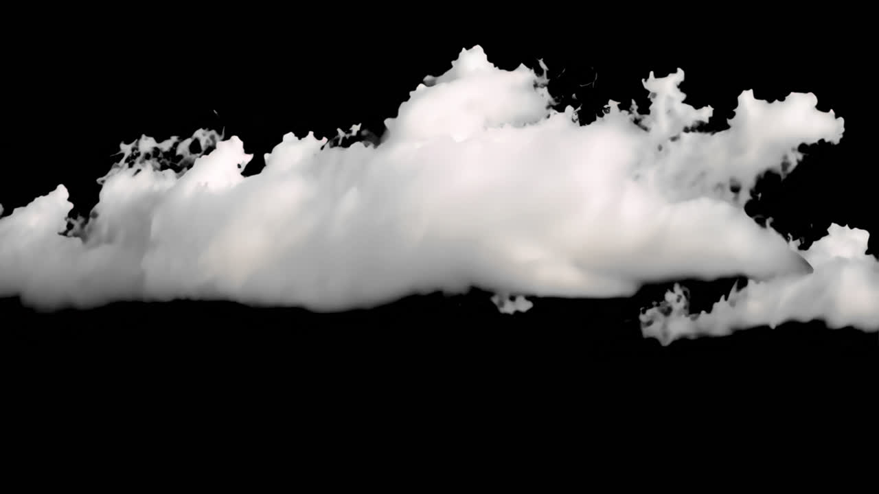 Fluffy cloud against blue sky animated overlay, transparent 4K video, alpha channel, ProRes 4444