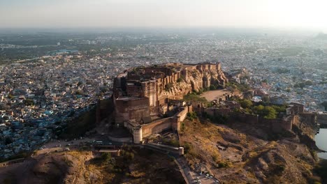 aerial of mehrangarh fort in jodhpur, rajasthan, india