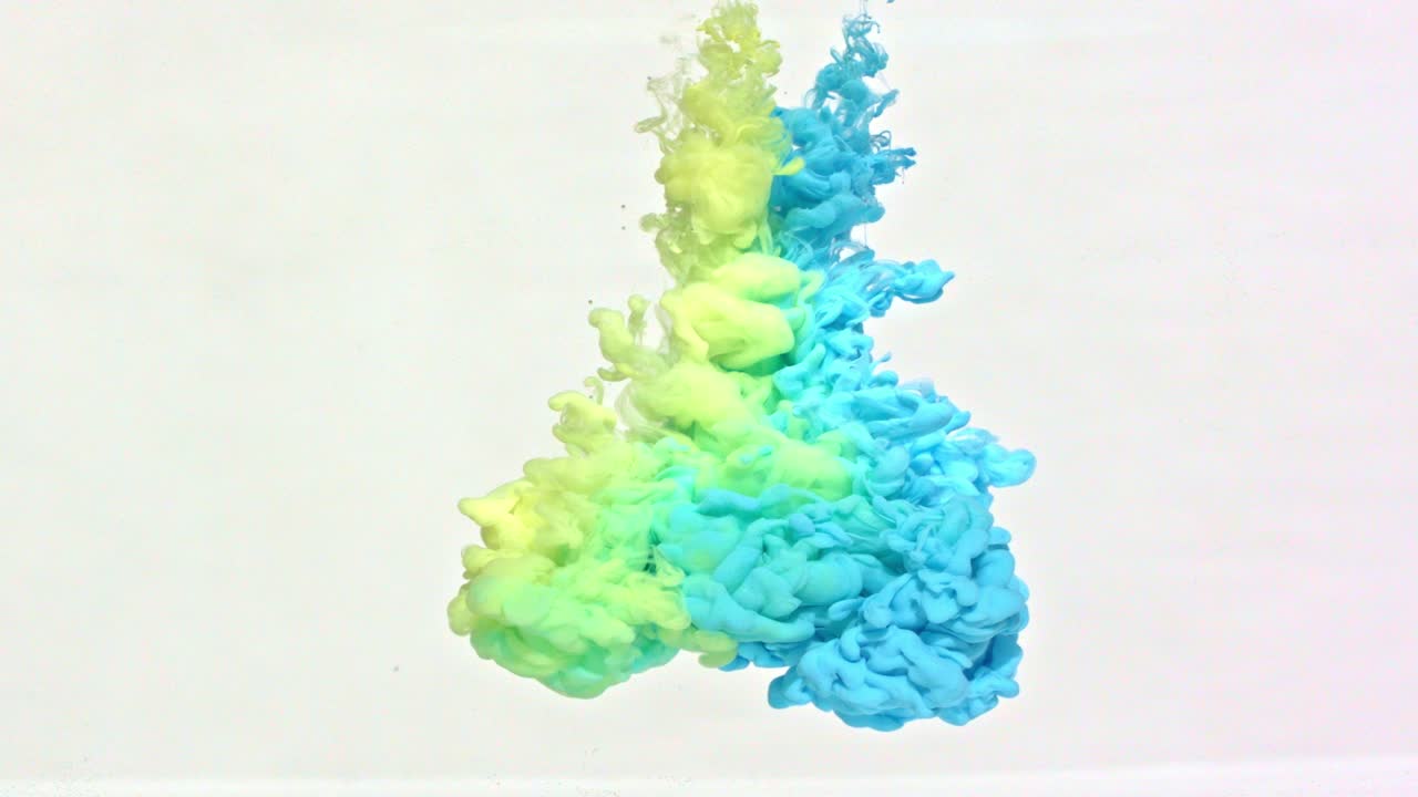Blue and Yellow Ink in Water