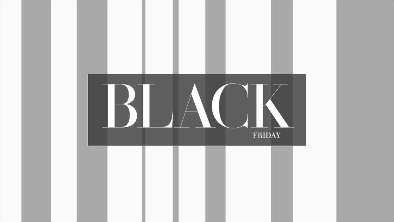 Moderne Black Friday tekst med striber på hvid gradient
