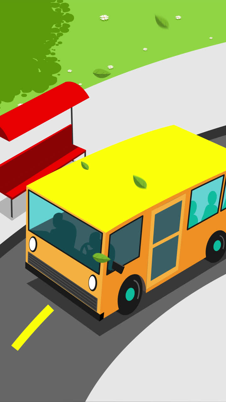 공원 에 있는 버스 정류장 에서 노란색 버스